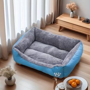 Großhandel Mehrfarbiges Rechteckiges Haustier-Sofa Atmungsaktives Waschbares Plüsch-Baumwoll-Katzenbett Hundebett Heizendes Warmes Kissen - Product Image 6