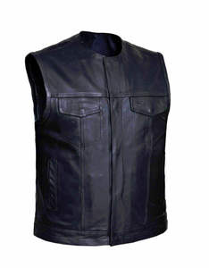 Chaleco de Cuero para Motocicleta sin Mangas para Hombre, Talla Grande, a la Moda, con Bordado, Antiarrugas, Transpirable, de Piel de Vacuno, 2025 - Product Image 2