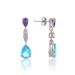 Boucles d'oreilles de luxe de qualité haut de gamme boucles d'oreilles en argent sterling 925 grenat naturel multi pierres précieuses pour les femmes - Product Image 3