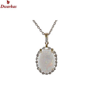 Bijoux personnalisés de luxe Colliers à breloques en opale plaqué or 18 carats Pendentif en argent sterling S925 avec zircon blanc et plusieurs pierres - Product Image 2