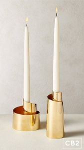 Juego de 2 portavelas de latón moderno y elegante con acabado pulido altamente dorado para decoración del hogar - Product Image 3