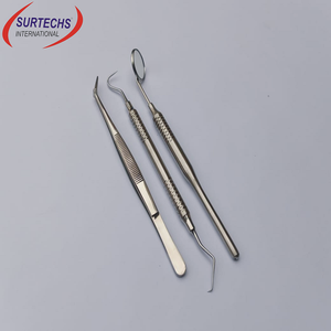 Mango hueco Manual alemán de acero inoxidable, 3 uds., Kit de diagnóstico de examen Dental profesional, reutilizable de alta calidad - Product Image 1