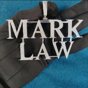 Colgante de Plata de Ley S925 Estilo Hip Hop para Hombre, Diseño de Nombre Personalizado en Plata de Ley, Joyería con Incrustaciones de Circonitas para un Estilo Atrevido - Product Image 3