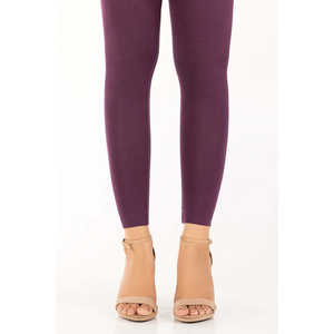 Medias de Algodón Elásticas Teñidas de Morado para Mujer, Jersey Elástico con Patrón Sólido - Product Image 3