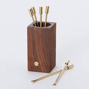 Stainless Steel <b>Cocktail</b> Picks <b>Set</b> with Holder Reusable Metal Sticks for Bar Home Kitchen Party Drink Garnish - Product Image 4