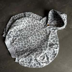 US Free Tax Rhinestone <b>Hoodie</b> Men <b>Zip</b> up <b>Black</b> Heavy 500GSM 100% Cotton Bling Studded Comfortable boxy fit Cheetah print <b>hoodie</b> - Product Image 4