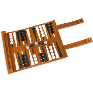 Jeu de backgammon éco-responsable MORGANS INDUSTRIES avec pions et dés en bois dans un étui pliable turquoise pour usage familial - Product Image 4