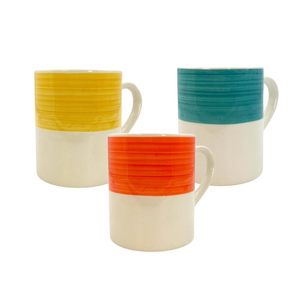 Multicolore 330ml porcellana tazze Set di 3 impugnatura ergonomica per tè e caffè - Product Image 1