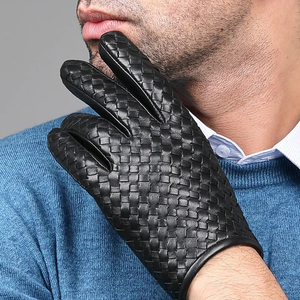 Gants en cuir de haute qualité pour hommes pour la saison hivernale Imperméable Respirant Décontracté Usage quotidien Style uni à la mode - Product Image 2