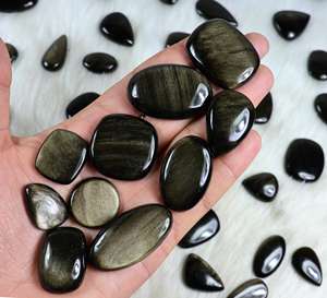 จี้อัญมณีทรงหลังเบี้ยทำมือแบบออบซิเดียนเงาธรรมชาติอัญมณีหลวมสำหรับทำเครื่องประดับตามสั่ง - Product Image 4