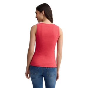 Camiseta de tirantes de longitud regular para mujer con logotipo personalizado, camisetas sin mangas de tela transpirable ligera de algodón acanalado con cuello redondo para mujer - Product Image 2
