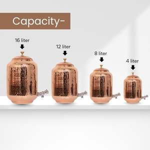 Venta caliente 8 litros cobre puro latón Matka dispensador de agua Jarra logotipo personalizado grifo niquelado para uso en coche al aire libre hogar - Product Image 4