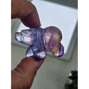 Multi Fluorite Bear Carving - Harmonious Whimsy & Tranquil Guardian <b>Animal</b> carving Home Decor - Product Image 2
