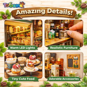 TOFOAM Kit de Manualidades DIY para Niños, 5 Estilos de Casitas de Hormigón, Kit de Madera para Pequeño Café, Casa en Miniatura - Product Image 4