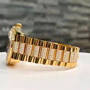 Montre de luxe de style hip-hop sertie de diamants en moissanite, boîtier en acier inoxydable, mouvement mécanique, affichage de la date pour hommes et femmes - Product Image 2