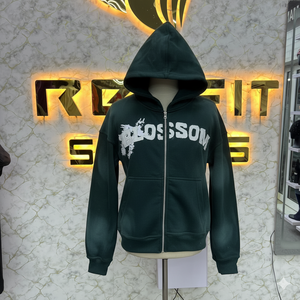 เสื้อฮู้ดซิป Blossom ผ้าฝ้ายเฟรนช์เทอร์รี่ ยูนิเซ็กส์ สวมใส่สบายๆ สำหรับฤดูใบไม้ร่วง พิมพ์ลายโลโก้ด้านหน้า ทรงปกติ - Product Image 5