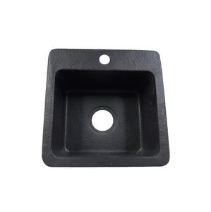 Fregadero de Cocina de Metal Martillado Negro, Fregadero Cuadrado de un Solo Tazón para Encimera, Fabricante Mayorista OEM. - Product Image 3