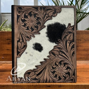 New Hand Tooled Leather Clipboard Document Organizer Business Portfolio A4 <b>Paper</b> Custom Logo File <b>Folders</b> Binder for Interview - Product Image 1