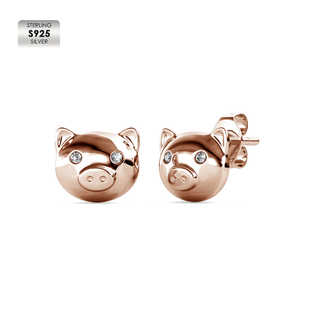 S925 With 18k Rose Gold Plated Kid Earrings