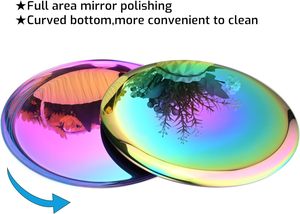 Serving <b>Tray</b> Exhibition <b>Tray</b> Decorative <b>Tray</b> Diameter Full Surface <b>Mirror</b> Polish Rainbow Color 1 Piece Dishwasher Safe - Product Image 3