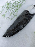 Figurine Fantaisie en Obsidienne Noire, Pierre Précieuse, Effet Écaillé et Cranté, Mascotte, Cadeau Wicca, Qualité Supérieure, Faite à la Main, 10 Pouces, Détachable