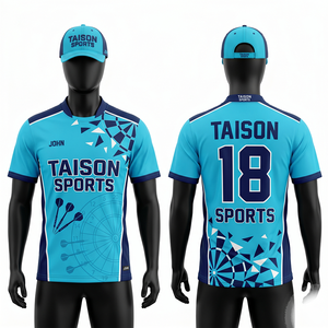 Premium 180 GSM Polyester Interlock <b>Dart</b> Jersey Sky Blue Navy Contrast Side Panels Sublimation Custom Logo - Product Image 1