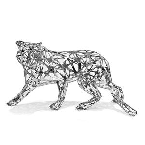 골드 & 스테인레스 스틸 동물 황소 & 호랑이 조각 예술 광택 금속 모델 - Product Image 4