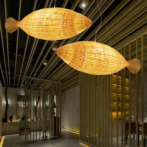 Lampadaires en bois de bambou en forme de poisson tissés à la main pour intérieur décorations d'hôtel et de Restaurant accessoire d'éclairage de luxe - Product Image 4