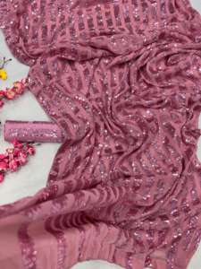 Sari lourd de séquence de georgette de style de célébrité à haute demande avec un design personnalisé disponible au meilleur prix - Product Image 5