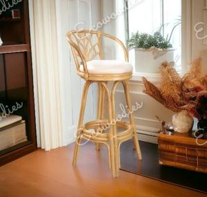 Taburete de Bar de bambú natural hecho a mano, silla de mostrador de bambú natural para cocina, cafetería y decoración del hogar - Product Image 4