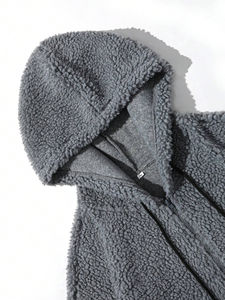 Men's 100% Cotton Blank Thick High Quality Oversized Pullover Custom logo Print <b>Sherpa</b> <b>Hoodie</b> and Sweatshirt - Product Image 3