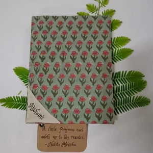 Custom Gift Bag with Personalized Journal White <b>Paper</b> Bag with Tag and Fabric-Covered Notebook - Product Image 4