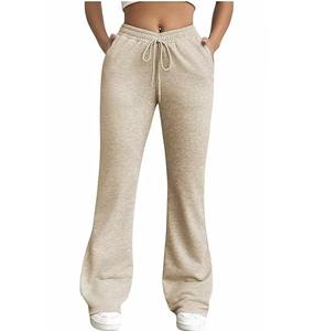 Pantalones de chándal de pierna ancha sin costuras para mujer, pantalones de chándal con acabado liso y logotipo personalizado, comodidad al por mayor - Product Image 6