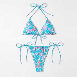 Vente chaude Nouvel ensemble de bikini coupe haute imprimé pour femmes avec soutien-gorge et culotte sans couture à motif animal - Product Image 4