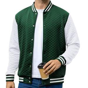 Personalizado verde blanco de calidad superior de los hombres de la Universidad chaqueta de béisbol de moda Botón de lona de cuero manga Letterman Varsity chaquetas - Product Image 1