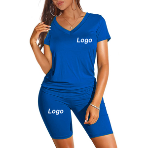 Custom logo Women Two Piece Set Custom logo Two Piece Short Set Clothing Elasticity Women's Sets - Product Image 4