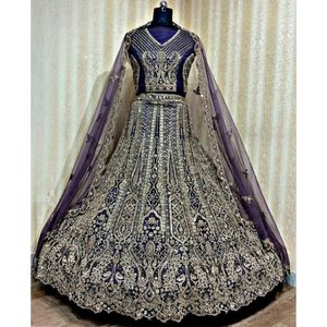 Premium Lehenga Choli para fiesta Nupcial desgaste temporada de invierno con bordado adornado lentejuelas destacados Zari Borders-Export Ready - Product Image 1