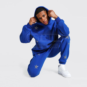 Chándal de diamantes de imitación para hombre con diseño brillante y ajuste delgado para ropa de calle elegante chándal de diamantes de imitación para hombre - Product Image 5