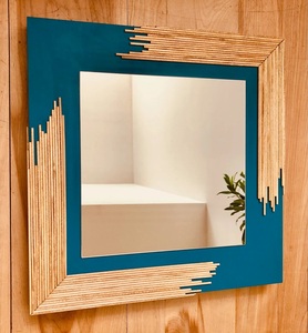 Espejo de pared de madera rústico moderno hecho a mano con diseño de resina fuerte MDF Back Bone Inlay Craft para interiores de bodas vintage - Product Image 2