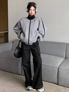 Otoño Invierno Hombres Casual Color Block Empalme Sin forro Manga larga Impresión digital Sudadera Chaqueta con cremallera Top - Product Image 4