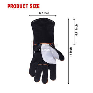 Gants de soudage antidérapants personnalisés avec logo, faible MOQ, en cuir de vachette, avec poignet élastique, protection durable des mains pour tous les environnements - Product Image 3