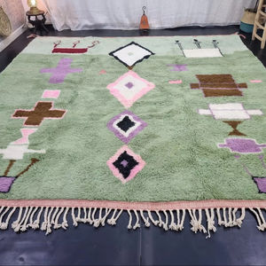 Vert pistache touffeté Beni Ourain tapis Unique marocain tapis personnalisé Boho géométrique à la main confortable Funky tapis prix de gros - Product Image 1