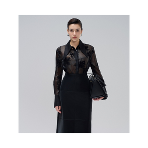 เสื้อสไตล์หรูหราสำหรับผู้หญิงกระดุมหน้า caryln เสื้อคอปกแหลมเสื้อผ้างานฝีมือบานสำหรับผู้หญิง - Product Image 1