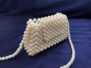 Perle ivoire perlée en plastique Hobo sac à main moderne fait à la main | Sac à bandoulière élégant en perles | Grand rangement pour garde-robe - Product Image 2