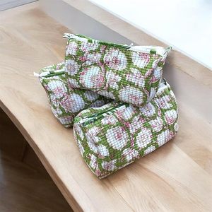 Handblock Cotton Vintage Travel Case Set 3 Bolsas | Gran Capacidad Impermeable Lavable a Máquina | Verde para Almacenamiento Maquillaje - Product Image 3