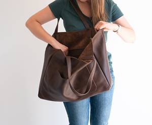 Women's Genuine Leather <b>Vintage</b> Waterproof <b>Tote</b> <b>Bag</b> Customizable Color & Logo High Quality LTB-0116 - Product Image 3