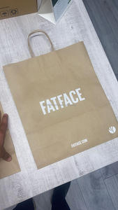 Vente en gros de sacs en papier kraft brun avec logo imprimé personnalisé avec poignée plate pour l'emballage et l'emballage de produits alimentaires artisanaux - Product Image 3