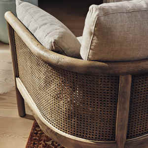 Intérieurs de style des années 1960 inspirés du salon luxueux Sièges réconfortants Fauteuil Sydney Cane Lin lavé Lin - Product Image 4