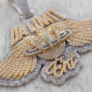 Pendentif aigle Moissanite personnalisé VVS, pendentif en diamant avec logo à breloques entièrement glacées, cadeau de collier de fête personnalisé Hip Hop pour hommes - Product Image 2