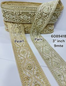 Lacets brodés scintillants sur mesure avec travail à la main, y compris miroir et pierres, idéaux pour la revente par les magasins de fournitures de coupe - Product Image 4